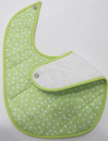 Baby Bib green with white dots